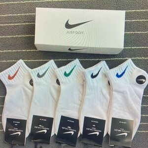 Nike Women’s White Ankle Socks with Multicolor Swoosh